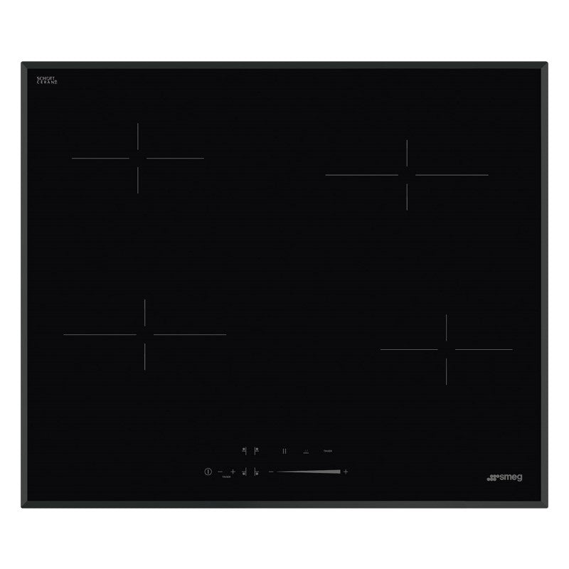 SMEG 4 ZONE CERAMIC BEVELLED EDGE SLIDE CONTROL BLACK 60cm