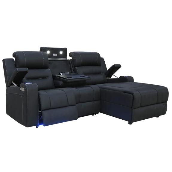 Spielberg 3 Seater Fabric Sofa with Electric Recliner and RHF Chaise - Jet