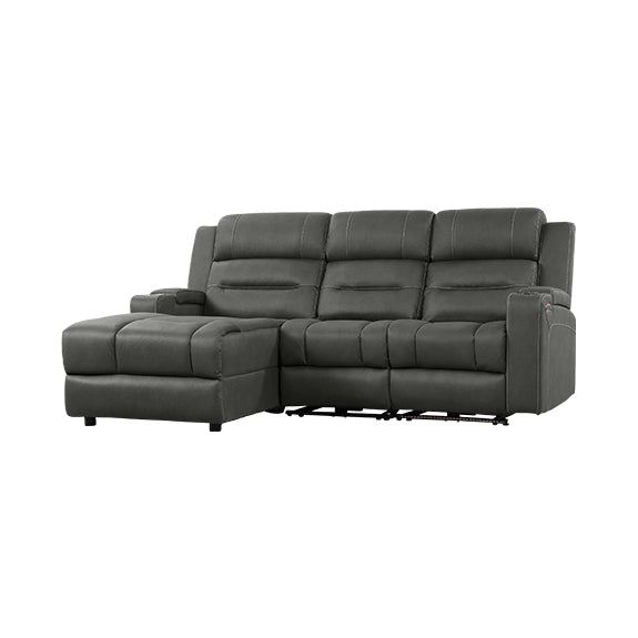 Spielberg 3 Seater Home Theatre Fabric Sofa with Electric Recliner and LHF Chaise - Ash