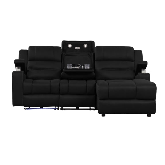Spielberg 3 Seater Fabric Sofa with Electric Recliner and RHF Chaise - Jet
