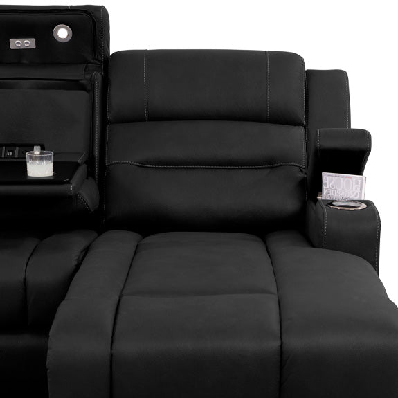 Spielberg 3 Seater Fabric Sofa with Electric Recliner and RHF Chaise - Jet