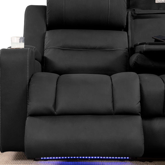 Spielberg 3 Seater Fabric Sofa with Electric Recliner and RHF Chaise - Jet