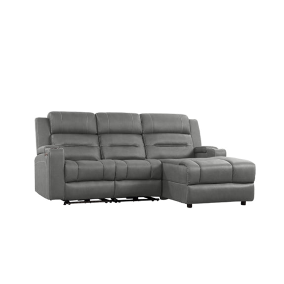 Spielberg 3 Seater Home Theatre Fabric Sofa with Electric Recliner and RHF Chaise - Ash