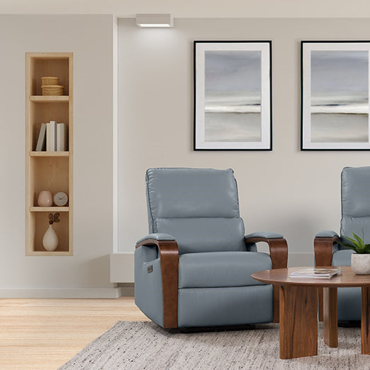 TREVISO TREVISO POWDER BLUE - LEATHER - 1S ELECTRIC RECLINER
