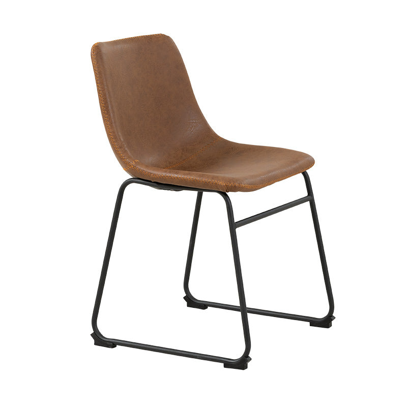 VINCENT VINCENT DINING CHAIR - TAN PU ORANGE STITCHING