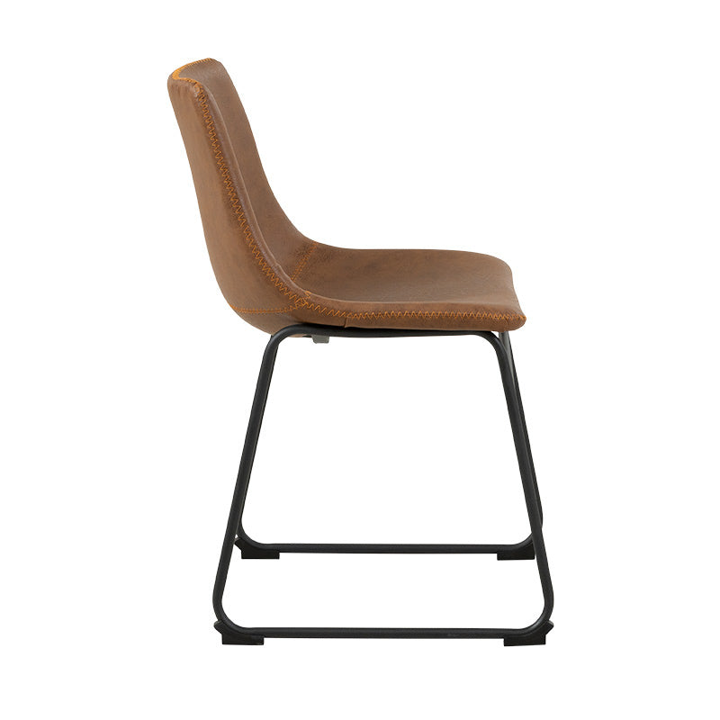 VINCENT VINCENT DINING CHAIR - TAN PU ORANGE STITCHING