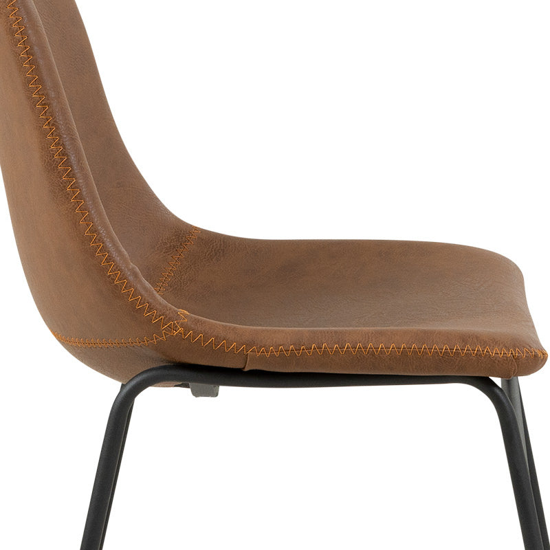 VINCENT VINCENT DINING CHAIR - TAN PU ORANGE STITCHING