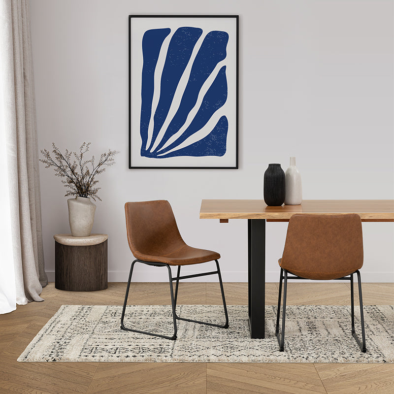 VINCENT VINCENT DINING CHAIR - TAN PU ORANGE STITCHING