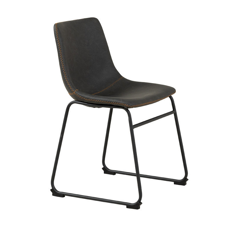 VINCENT VINCENT DINING CHAIR - CHARCOAL PU ORANGE STITCHING