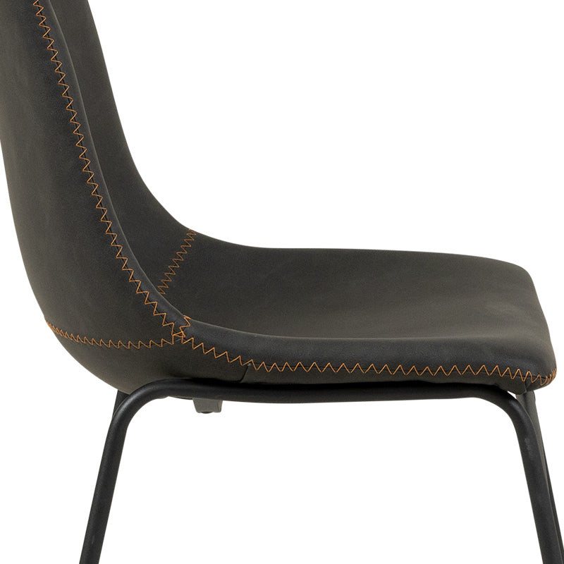 VINCENT VINCENT DINING CHAIR - CHARCOAL PU ORANGE STITCHING