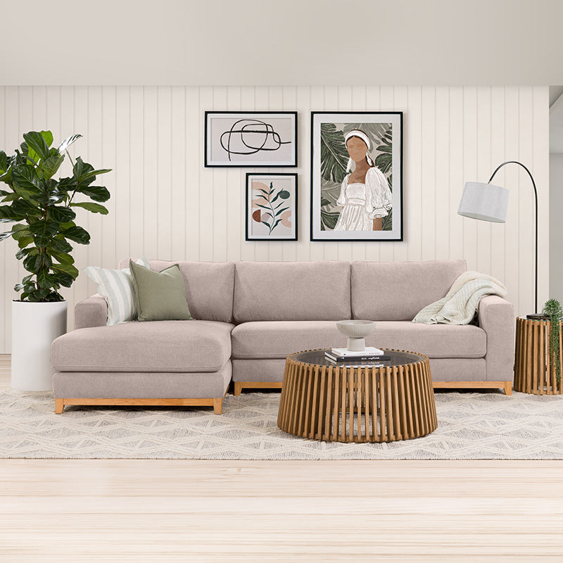 WILLOW WILLOW LIGHT GREY - FABRIC - 3S SEAT LOUNGE + LHF CHAISE