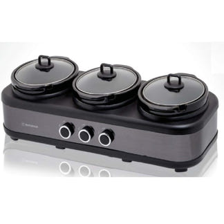 Westinghouse 3x2.5-Litre 3-Pot Slow Cooker - Black Stainless Steel