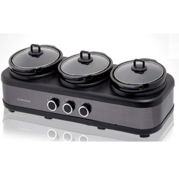 Westinghouse 3x2.5-Litre 3-Pot Slow Cooker - Black Stainless Steel