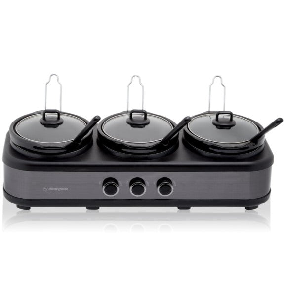 Westinghouse 3x2.5-Litre 3-Pot Slow Cooker - Black Stainless Steel