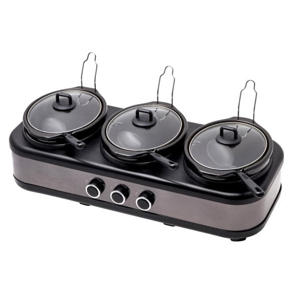 Westinghouse 3x2.5-Litre 3-Pot Slow Cooker - Black Stainless Steel