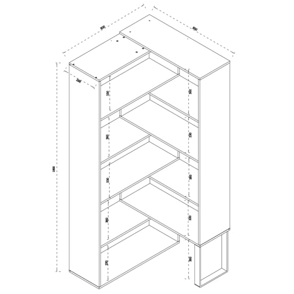 ACCORD ACCORD BOOKCASE - 1115-1490X298X1800H - LIGHT OAK/WHITE OAK