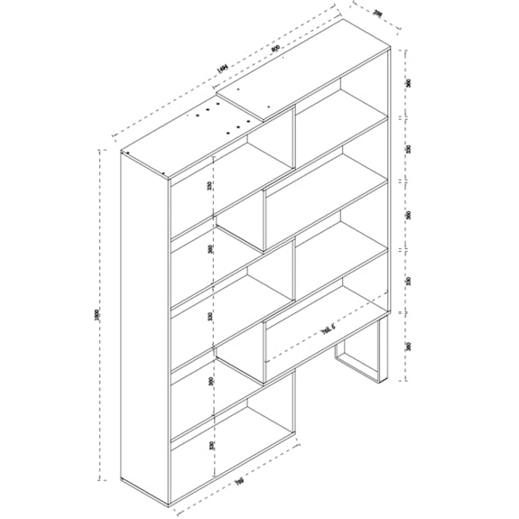 ACCORD ACCORD BOOKCASE - 1115-1490X298X1800H - LIGHT OAK/WHITE OAK