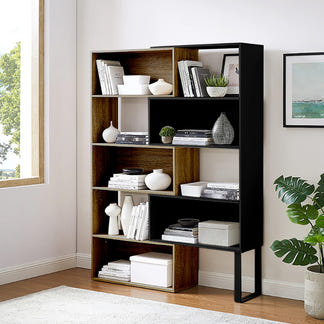 ACCORD ACCORD BOOKCASE - 1115-1490X298X1800H - DARK OAK/BLACK