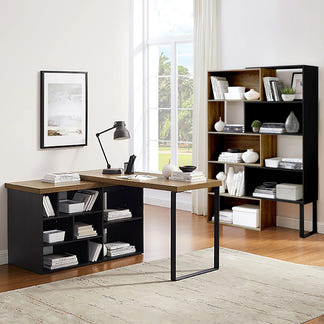 ACCORD ACCORD BOOKCASE - 1115-1490X298X1800H - DARK OAK/BLACK