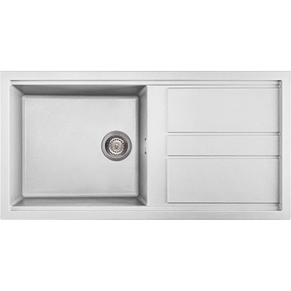 ARTUSI SINGLE BOWL SINK WITH DRAINER WHITE GRANITEK