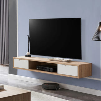 AIR AIR ENTERTAINMENT UNIT WALL MOUNT - 1500X390 - OAK/WHITE
