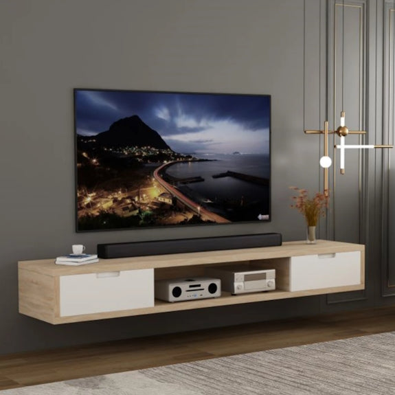 AIR AIR ENTERTAINMENT UNIT WALL MOUNT - 1800X390 - OAK/WHITE