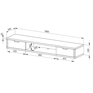 AIR AIR ENTERTAINMENT UNIT WALL MOUNT - 1800X390 - OAK/WHITE