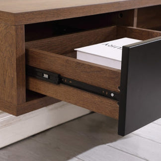 AIR AIR ENTERTAINMENT UNIT WALL MOUNT - 1500X390 - DARK OAK/BLK
