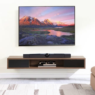 AIR AIR ENTERTAINMENT UNIT WALL MOUNT - 1800X390 - DARK OAK/BLK