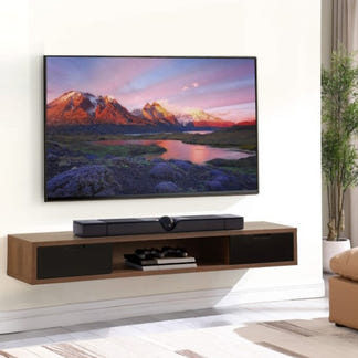 AIR AIR ENTERTAINMENT UNIT WALL MOUNT - 1800X390 - DARK OAK/BLK
