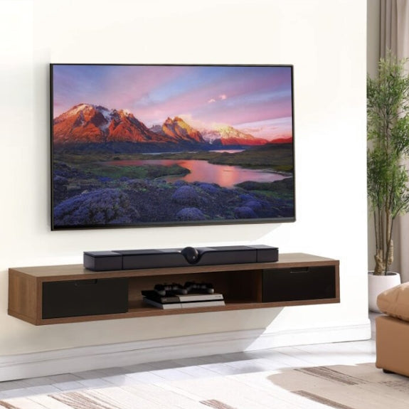 AIR AIR ENTERTAINMENT UNIT WALL MOUNT - 1800X390 - DARK OAK/BLK