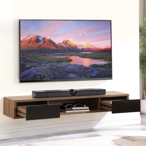 AIR AIR ENTERTAINMENT UNIT WALL MOUNT - 1800X390 - DARK OAK/BLK