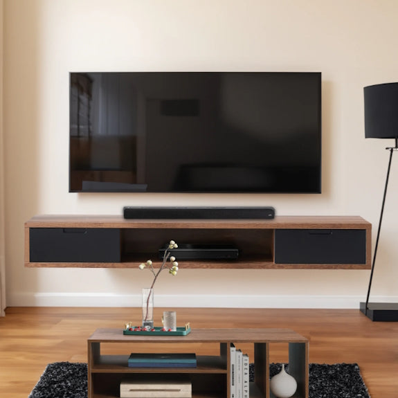 AIR AIR ENTERTAINMENT UNIT WALL MOUNT - 2000X390 - DARK OAK/BLK