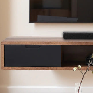 AIR AIR ENTERTAINMENT UNIT WALL MOUNT - 2000X390 - DARK OAK/BLK