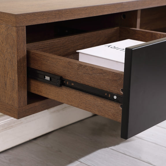 AIR AIR ENTERTAINMENT UNIT WALL MOUNT - 2000X390 - DARK OAK/BLK