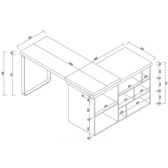ASPIRE ASPIRE DESK - 1500X550 - LIGHT OAK/WHITE