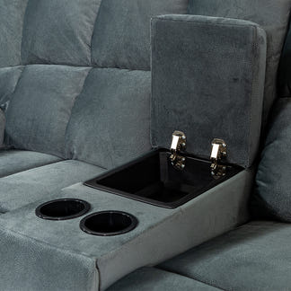 AUGUSTUS AUGUSTUS DARK GREY - FABRIC - 2 SEAT RECLINER W CONSOLE