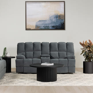 AUGUSTUS AUGUSTUS DARK GREY - FABRIC - 2 SEAT RECLINER W CONSOLE
