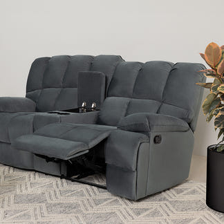 AUGUSTUS AUGUSTUS DARK GREY - FABRIC - 2 SEAT RECLINER W CONSOLE