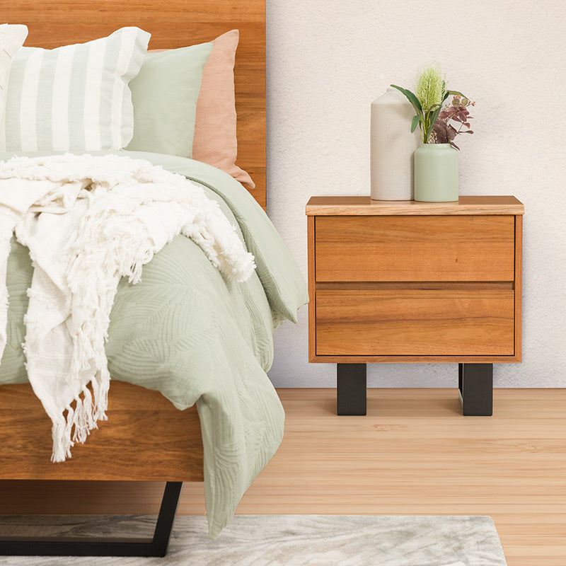 BAXTER BAXTER BEDSIDE TABLE - 2 DRAWER - BLACKWOOD