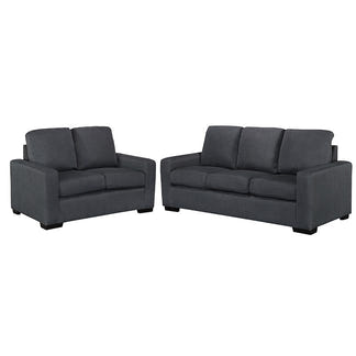 BILLY BILLY CHARCOAL - LINEN FABRIC - 2 + 3 SEAT SOFA PAIR