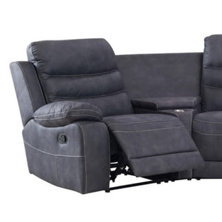 Brooklyn 5 Seater Recliner Home Theatre Fabric Lounge with Storage Consoles - Charcoal