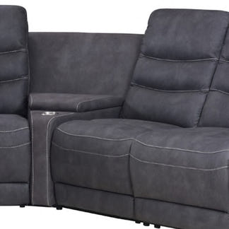 Brooklyn 5 Seater Recliner Home Theatre Fabric Lounge with Storage Consoles - Charcoal