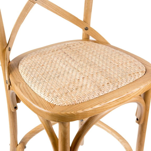 Café Cross Back Bar Stool - Oak/Rattan
