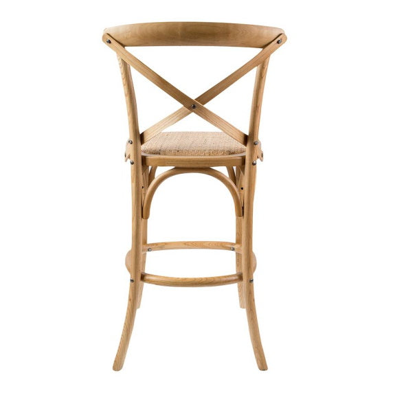 Café Cross Back Bar Stool - Oak/Rattan