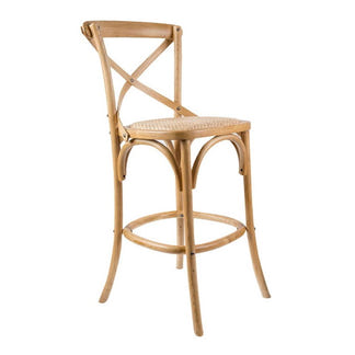 Café Cross Back Bar Stool - Oak/Rattan