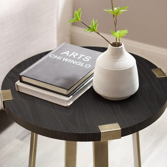 CAPRI CAPRI SIDE TABLE - 445 ROUND - BLACK/GOLD