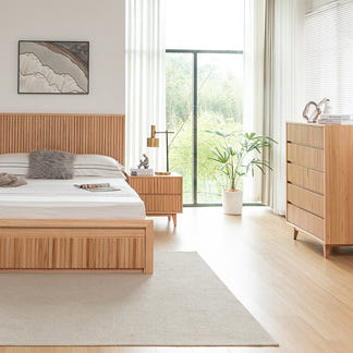 CLEO CLEO QUEEN BEDROOM SUITE 4PCE - MESSMATE NATURAL