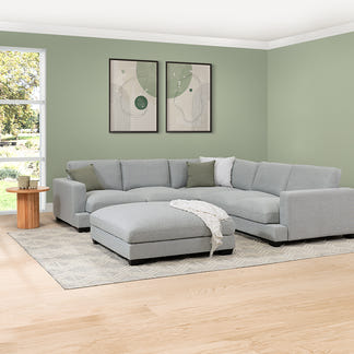DARIA DARIA LIGHT GREY - FABRIC - CORNER LOUNGE WITH OTTOMAN