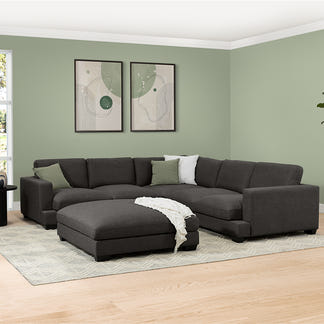 DARIA DARIA DARK GREY - FABRIC - CORNER LOUNGE WITH OTTOMAN